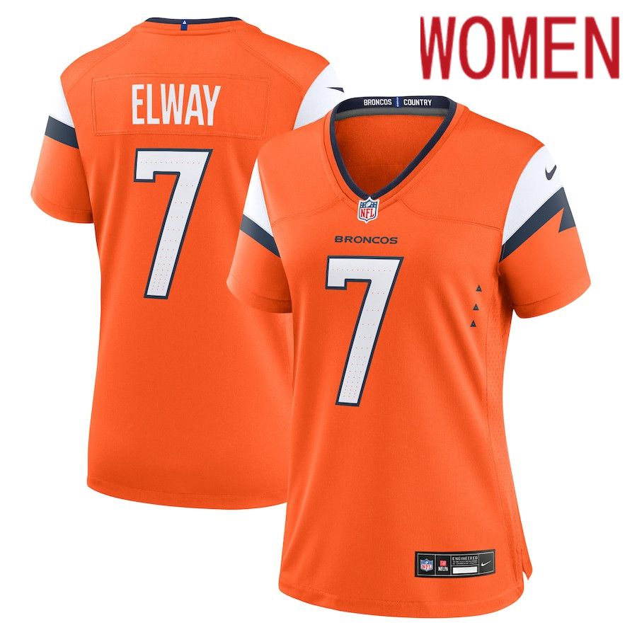 Women Denver Broncos #7 John Elway Nike Orange Retired Player Game NFL Jersey->denver broncos->NFL Jersey